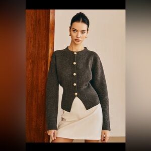 Commense Dark Briwn Cardigan with Gold Buttons